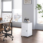 2 Drawer Mobile File Cabinet, Metal Under Desk Filing Cabinet with Lock and Wheels, Home Office Rolling File Cabinet for Legal/Letter Hanging File Folders, Un-Assembled, White