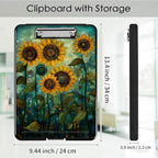Clipboard with Storage,Office Supplies Nursing Clipboards Folder with Pen Holder Plastic Foldable Clip Board with Storage for Nurse Teacher,Art Sunflowers