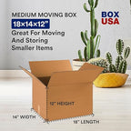 BOX USA Moving Boxes Medium 18"L x 14"W x 12"H (20-Pack) & 2 Heavy Duty 2in x 25yd Clear Packaging Tape with Dispensers | For Shipping, Mailing, Packing, Packaging and Storage