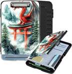 Clipboard with Storage Box & Pen Holder,Heavy Duty Clip Boards 8.5x11 for Nursing,High Capacity,School & Office Supplies,Dragon Torii