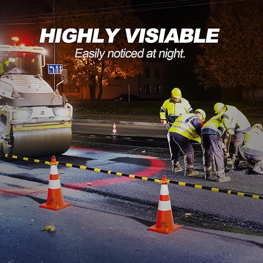RoadHero 40 Pack 4 FT to 6.9 FT Retractable Cone Bar, Expandable Traffic Cone Bars for Parking Lots, Extendable Barricade for Road Construction, Black and Yellow, Cone Not Included