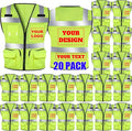 BeautyWill Custom Logo 10/20 Pack Safety Vest Class2 High Visibility Vest with Pockets Breathable Construction Vest Bulk