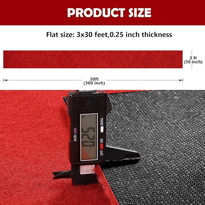 450 GSM Extra Thick Waterproof Red Carpet Runner for Events Decorations, 3X30 Ft Not Slip Red Runner Aisle Runway Rug for Wedding, Party, Banquet, Activity Entrance and Special Events Decorations