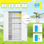 Pataku Metal Storage Cabinet, 72" Garage Cabinet with Doors and Shelves Lockable Steel Multifunctional Cabinets, White File Cabinets for Home, Office, Warehouse