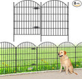 Metal Garden Fence with Gate 36in (H) x 18.7ft (L), 1 Gate+7 Panels Dog Fence Border Fence Animal Barrier, No Dig Garden Fencing for Yard Flower Bed Lawn Patio Outdoor,ECG3508,Black