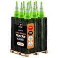 Xpose Safety 28" Lime Traffic Cones 6" & 4" Reflective Collar - Bulk Half Pallet 150 Pack - Premium PVC Safety Cone for Parking, Caution, Construction, Road Crews, Emergency Vehicle - DOT Approved