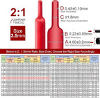 Chanzon 2:1 Ratio 9/64" (3.5mm) Heat Shrink Tubing 8Ft Roll (2.5M Total Length) Red Polyolefin Sleeving Wrap Shrinking 2 to 1 1pcs