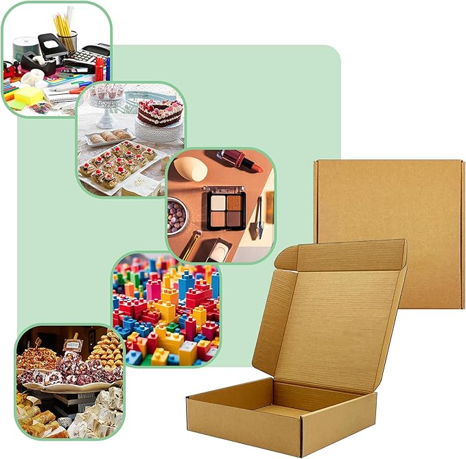 8x8x2 inch Shipping Boxes，Bulk 28 Pack，Brown Corrugated Mailers Cardboard Literature Mailer Box for Packaging Business, Mailing,Moving and Storage，Small Gift Boxes for Wrapping Mailing Present