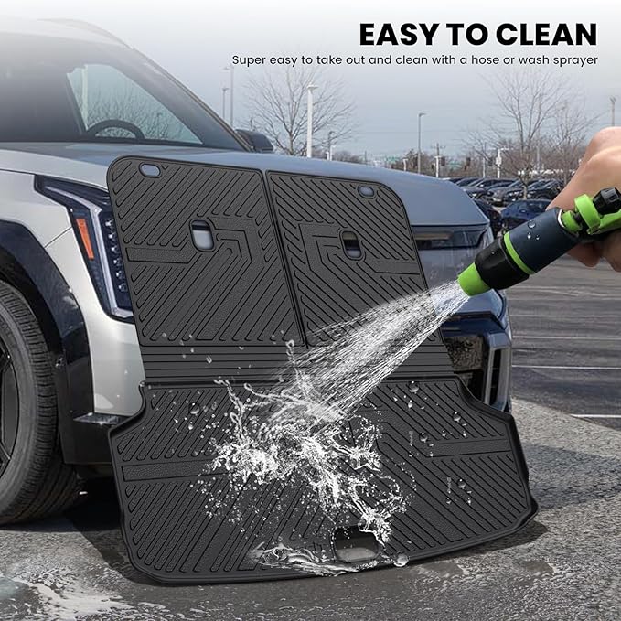 LASFIT Cargo Mats & Backrest for Kia EV9 2024 2025 2026, All Weather TPE Car Trunk Mats Custom Fit for Kia EV9 2026 2025 2024 Cargo Liners & Seatback, Black