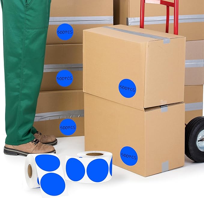 2 Inch Blue Circle Stickers 500 Pcs,Permanent Color Coding Dots for Office,Home Organization, File Classification,Multipurpose Labels