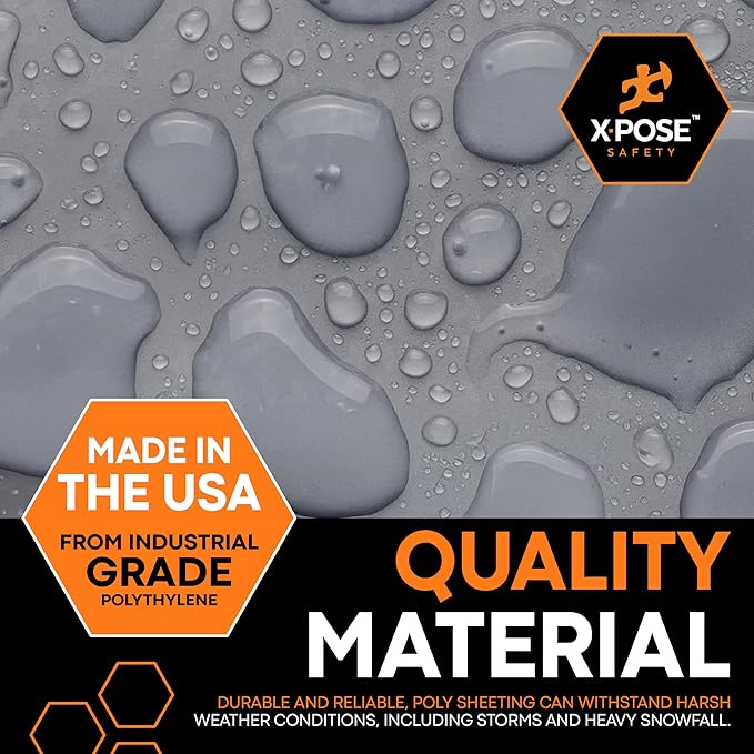 Xpose Safety Clear Plastic Sheeting 5 Pack – 10' x 100' Rolls – Heavy Duty 5.2 Mil Poly Sheet – Waterproof, Dustproof, Vapor Barrier – for Construction, Painting, Industrial Use