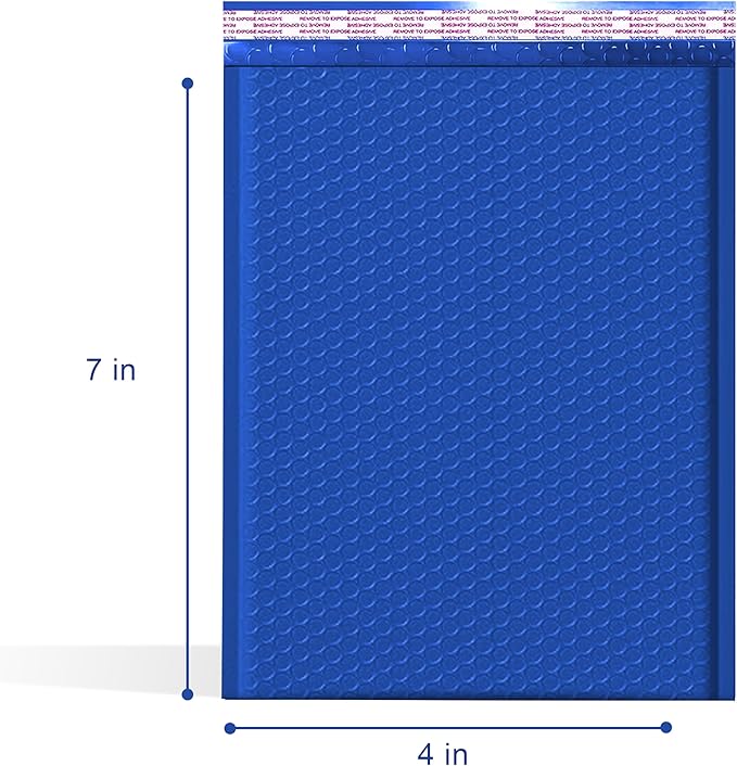 Royal Blue Small Bubble Mailers 4x8 Inch #000 | Thick Padded Poly Mailer Envelopes | Trading card sports Card Mailing Bubble Envelopes | Water & Tear Resistant | 500 Pack Bulk