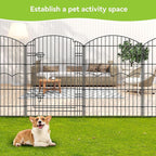 Decorative Garden Fence 6 Panels 14.8ft(L)×38in(H) No Dig Animal Barrier Fencing with 5 Panels + 1 Gate, Metal Garden Fences Rustproof Wire Border Temporary Dog Fence Outdoor for Patio Yard Lawn