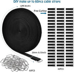 0.75" x39.4ft Hook and Loop Straps with 60 Buckles Adjustable Cut-to-Length Cable Ties - Reusable Nylon Fastening Tape Cable Straps for Storage or Organization (0.75in x 39.4ft)