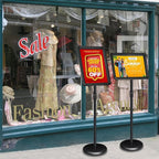 2Packs Adjustable Pedestal Sign Holder Stand 11''x17'', Floor Standing Poster Sign Stand for Vertical/Horizontal View Sign stand,Outdoor/Indoor Standing Sign Holders(Black, Round)