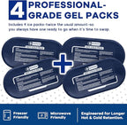Gel Ice Packs for Injuries Reusable, 4 Ice Packs with 2 Adjustable Straps for Knee, Shoulder, Back, Hot and Cold Pack Therapy for Joint Pain, Muscle Soreness, and Body Inflammation