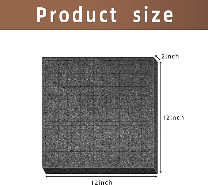 DECOHS 4 Pcs Pick and Pluck Foam Insert - 12 x 12 x 2 Inch Pre Cube Sheet Foam with Bottom Use for Board Game Box Cases Storage Drawer