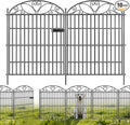 10 Panels No Dig Decorative Outdoor Garden Fence with Gate, 40 in(H) X 23.6 ft(L) Animal Barrier Fencing, Rustproof Portable Fence, Temporary Dog Fence Outdoor for Yard, Outside, Backyard