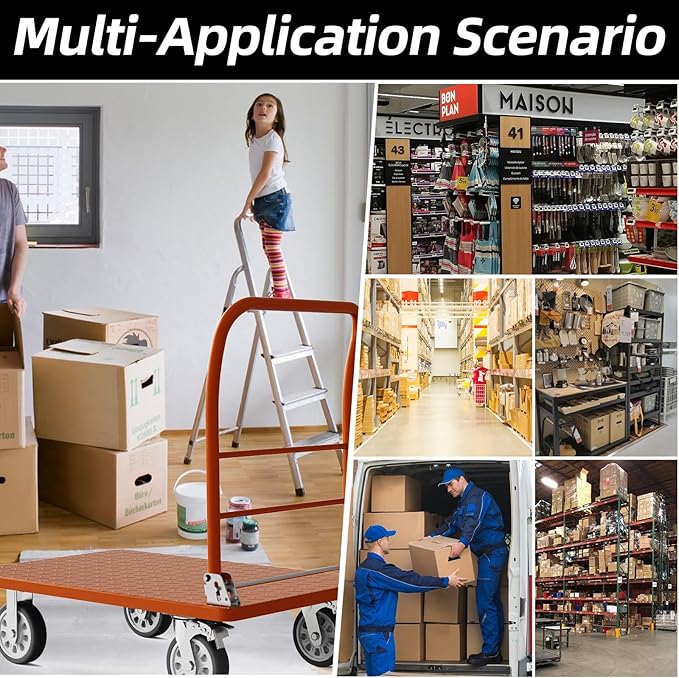 Heavy Duty Platform Truck Cart, Flatbed Cart Folding Hand Trucks, 2200lbs, with 6" Swivel Brake Casters, Foldable for Easy Storage (36" x 24")