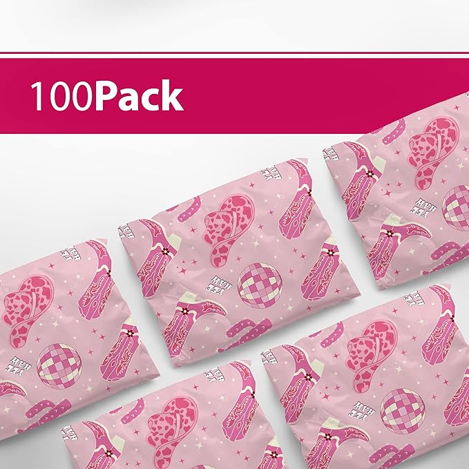 6x9 Poly Mailers – Disco Cowgirl – Waterproof, Tear-Resistant Shipping Bags with Adhesive Seal – 100 Pack – Package Mint