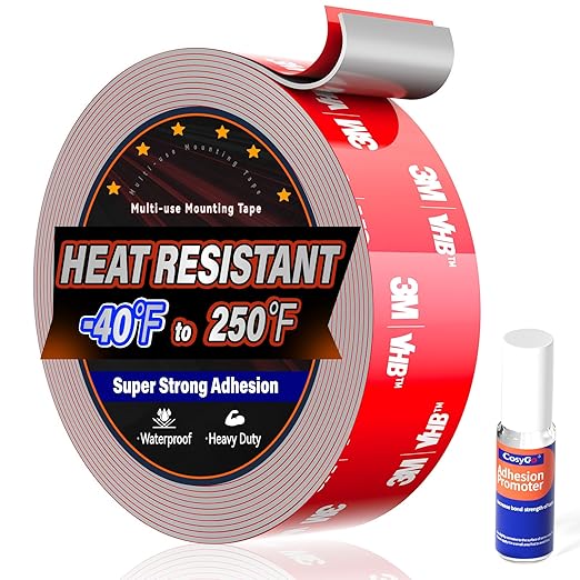 Double Sided Tape Heavy Duty Made of 3M VHB, 15FT Outdoor Heat Resistant Automotive Waterproof Mounting Tape, 1.2In Width Super Strong Adhesion Foam Tape