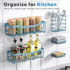 EUDELE 5-Pack Rustproof Stainless Steel Shower Caddy – No Drill Adhesive Bathroom Organizer with Large Capacity, Spacious Shower Shelves for Inside Shower, Kitchen & Home Decor Storage-XL Size
