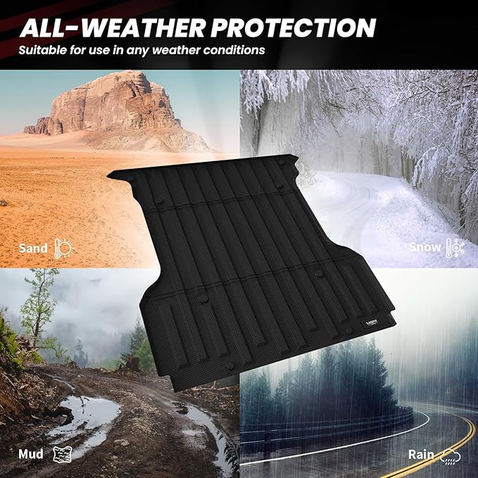 LASFIT Truck Bed Mat (5.5FT, 67" Bed) Fit for Ford F-150 2004-2014 | Lincoln Mark LT 2006-2008, All Weather Protection TPE Heavy Duty Car Bed Liner - 1PC Black