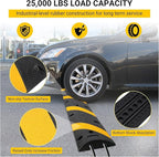 6 FT Heavy Duty Rubber Speed Bump 6-Pack, Driveway Cable Protector Ramp with Installation Bolts for Parking Lots, Garage & Gravel Roads