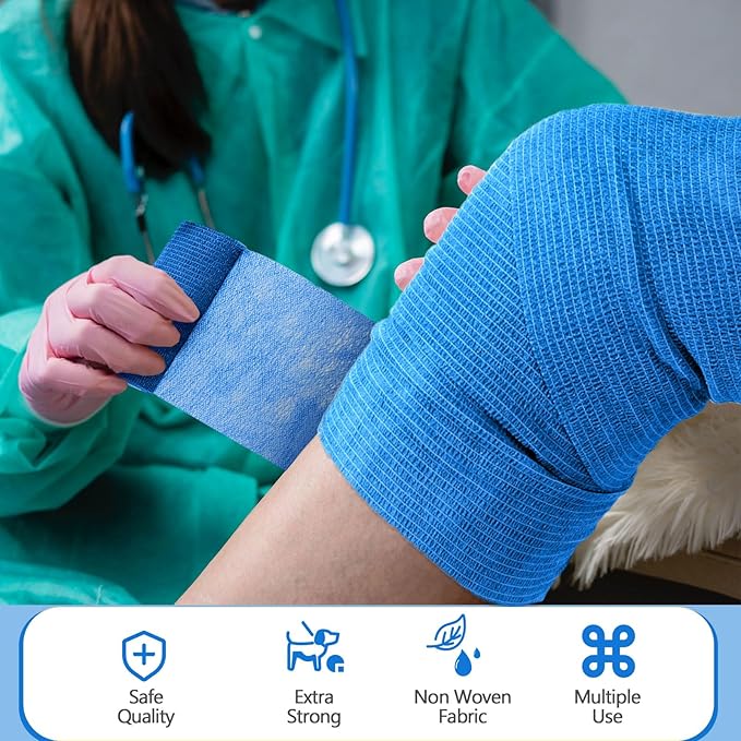 Treela 36 Pcs Self Adherent Bandage 4" X 5 Yard Wrap Breathable Cohesive Bandage Elastic Adhesive Tape for Stretch Athletic Sports Wrist Ankle