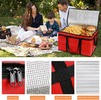 Insulated Bags for Food Delivery, XXXL Pizza Delivery Bags for Hot and Cold Food, Large Capacity Reusable Cooler Bag Keep Food Warm for Grocery Shopping and Catering, Doordash, Travel