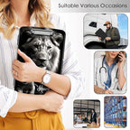 Clipboard with Storage,Office Supplies Nursing Clipboards Folder with Pen Holder Plastic Storage ClipBoard Foldable for Teacher Nurse,Lion Proverbs 3:5