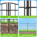INJOPEXI Decorative Garden Fence 6 Panels 11.8ft(L)×24in(H) Garden Fences with 6 Panels Rustproof Metal Wire No Dig Temporary Animal Barrier Fencing Dog Fence for Yard Outdoor Patio - Without Gate