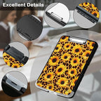 Clipboard with Storage,Office Supplies Nursing Clipboards Folder with Pen Holder Plastic Storage ClipBoard Foldable for Teacher Nurse,Sunflower Leopard Print