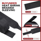 Heat Shrink Wire Loom 2:1 Shrinkable Braided Cable Sleeve 1 Inch ID-46ft Abrasion Protection Flexibility Fabric Wiring Harness Cover Sheath