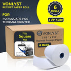 Receipt Paper Roll 3 1/8 x 230 for Square Register and Square POS System connected to Star Micronics Thermal Printer (Pack 06 rolls)