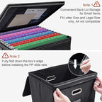 4 Pack Large File Organizer Boxes with Lids, Document Organizer Box with Mesh Pockets & Zippers for Letter/Legal Size Folders, Collapsible File Storage Box (Black, Without Folders)