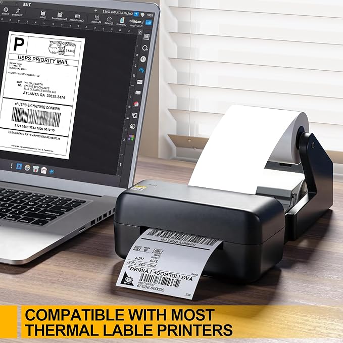 Qncz 1000 Pcs 4x6 Thermal Labels - 2 Rolls of 500, White Perforated & Smudge-Proof & Strong Adhesive Mailing Sticker Labels, Compatible with Rollo, Zebra, Jadens, Nelko