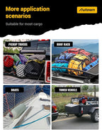 Cargo Net for Pickup Truck Bed - Stretchable 4'x4' to 7'x7', High Elastic Fine Mesh 1''x1'' with 8 Metal Carabiners - Ideal for ATV, SUV, UTV, Truck and Boat Use (Double Layer)