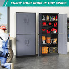 Metal Storage Cabinets with Doors and Shelves,71" Metal Garage Storage Cabinet with Lock,Gray Steel Cabinet with Locking Doors,4 Door Lockable Storage Cabinets for Garage,Home,Office