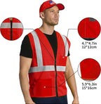 AYKRM 2 Pockets Reflective Safety Vest High Visibility Class II Mesh Vest for Women & Men Meets ANSI Standards