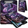 Clipboard with Storage, Hard Letter A4 Size Clip Board with Pen Holder & Paper Organizer, Heavy Duty Portable Writing Pad for Nurses Students Teachers Office Jobsite Contractor, Purple Dragon Book