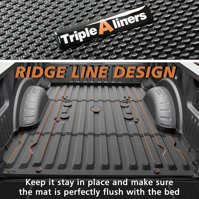 TripleAliners Truck Bed Mat Compatible with 2017-2024 2025 2026 Ford Super Duty F250/F350/F450 Accessories 6.8FT Vehicle Bed Perfectly Flush All Weather Protection TPE Heavy Duty Pickup Cargo Mat