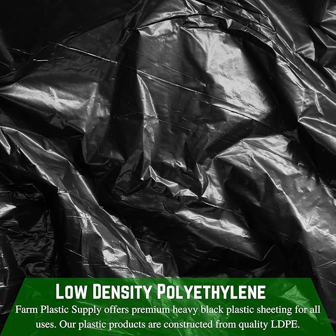 Farm Plastic Supply - Black Plastic Sheeting - 6 mil - (14' x 100') - Black Tarp, Polyethylene Vapor Barrier Sheeting, Painters Tarp, Roll of Heavy Duty Plastic