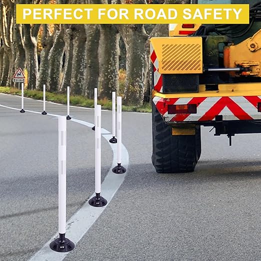 36 Inch Heavy Duty Traffic Cones 8-Pack with Spring Base - OrangeStar Reflective Safety Cones for Construction Zones, Highways, Parking Lots - White Road Delineators