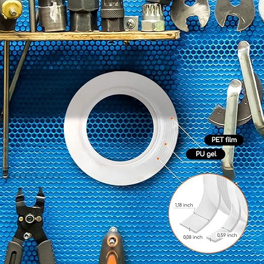 GLUIT Double Sided Tape Heavy Duty 10+10ft 2 Rolls – Double Stick Tape, Removable Washable Nano Gel Sticky Wall Tape, Multipurpose Poster Tape for Walls, Craft, DIY, Carpet & Car Use 17.5 lbs