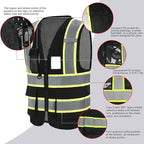 A-SAFETY Mesh High Vis Vest Lightweight Reflective Construction Vest with Pockets Safety Vest for Men/Women