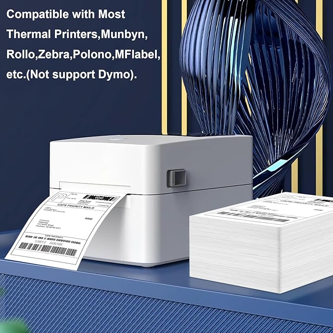 SJPACK 4 x 6 Fanfold Label, 10000 Thermal Shipping Labels for FedEx Shipping Label (10 Stack- 10000 Labels)