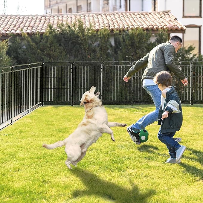 Heavy Duty Dog Playpen: 16 Steel Panels 40" Height, Square Steel Pipe with Reinforced Crossbars, 36FT 103 Sq.ft Portable Fence for Yard RV Camping, Snowy Black