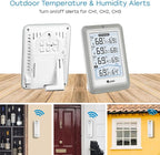 Indoor Outdoor Thermometer Wireless, 4.5 Inch Display Digital Hygrometer Thermometer Temperature Humidity Monitor with 330ft Range Sensor and Adjustable Backlight