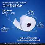 3 1/8 x 230 Thermal Paper Receipt Roll for Epson Printer (Pack 48 rolls)
